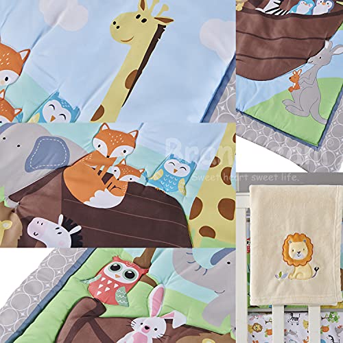 Brandream Jungle Animal Baby Crib Bedding Set, Grey White Elephant Giraffe Fox Lion Zebra, 6 Piece, 33x42in 3 Product: Brandream Nursery Bedding for Boys Jungle Animal Party Baby Comforter Crib Set 6 Piece,Elephant, Girafee, Fox, Lions, Zebra, Grey White Baby Bedding