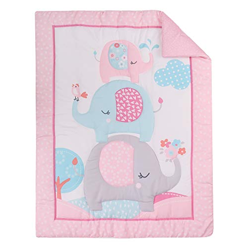 Brandream Pink Gray Elephant Crib Bedding Set, Baby Girl Nursery Bedding, 6 Pieces, 20.5cm 3 Product: Brandream Pink Gray Elephant Crib Bedding Sets for Baby Girls | Nursery Set with Exotic Floral Design, 6 Pieces