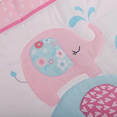 Brandream Pink Gray Elephant Crib Bedding Set, Baby Girl Nursery Bedding, 6 Pieces, 20.5cm 9 Product: Brandream Pink Gray Elephant Crib Bedding Sets for Baby Girls | Nursery Set with Exotic Floral Design, 6 Pieces