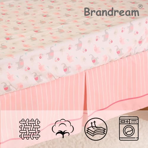 Product: Brandream Pink Jungle Animals Baby Crib Bedding Set for Girls Elephant Nursery Bedding Set 3 Piece | Quilt, Fitted Sheet, Crib Skirt Included with Garden Birds Floral Design