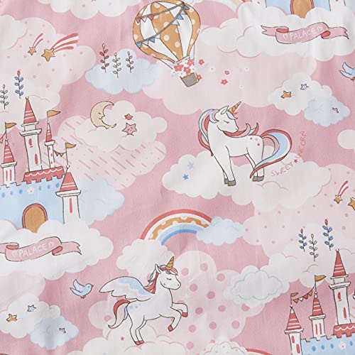 Pink Unicorn Crib Bedding Set for Girls, 3 Piece Cotton Nursery Bedding, Plush Blanket, Fitted Sheet, Ruffle Skirt, 3pc 3 Product: Brandream Pink Unicorn Crib Bedding Sets for Girls Rainbow Baby Nursery Bedding Lovely Princess Cotton Blanket Set, 3 Piece