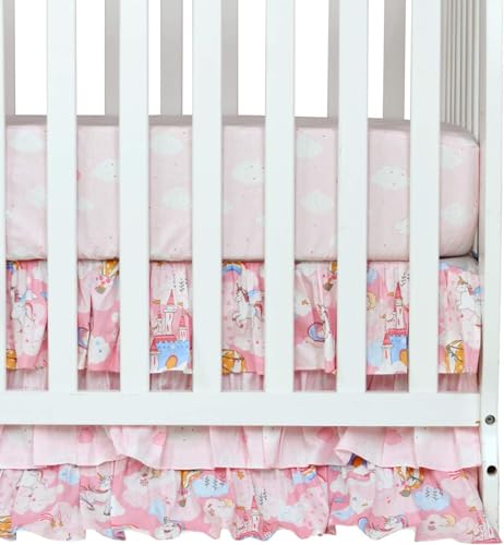 Brandream Pink Unicorn Crib Bedding Sets for Girls Rainbow Baby Nursery Bedding Lovely Princess Cotton Blanket Set, 3 Piece - Crib Bedding Sets Product: Brandream Pink Unicorn Crib Bedding Sets for Girls Rainbow Baby Nursery Bedding Lovely Princess Cotton Blanket Set, 3 Piece