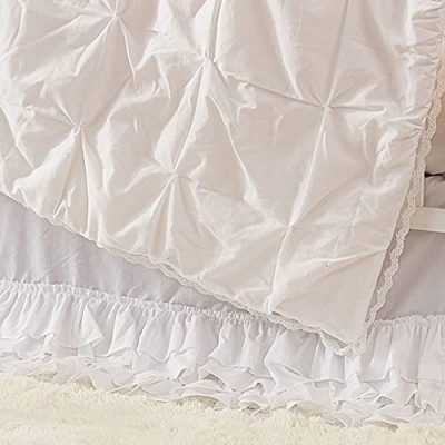 Product: Brandream White Pintuck Crib Bedding Sets for Baby Girls or Boys 3 Piece Organic Cotton Nursery Bedding Comforter Set | Crib Comforter, Fitted Crib Sheet, Crib Skirt