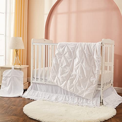 Product: Brandream White Pintuck Crib Bedding Sets for Baby Girls or Boys 3 Piece Organic Cotton Nursery Bedding Comforter Set | Crib Comforter, Fitted Crib Sheet, Crib Skirt
