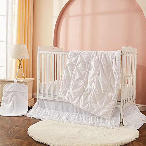Product: Brandream White Pintuck Crib Bedding Sets for Baby Girls or Boys 3 Piece Organic Cotton Nursery Bedding Comforter Set | Crib Comforter, Fitted Crib Sheet, Crib Skirt