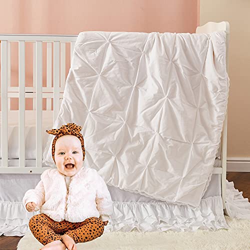 Product: Brandream White Pintuck Crib Bedding Sets for Baby Girls or Boys 3 Piece Organic Cotton Nursery Bedding Comforter Set | Crib Comforter, Fitted Crib Sheet, Crib Skirt