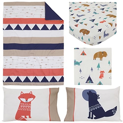 Carter’s 4 Piece Toddler Bedding Set, Aztec Navy Cream Orange Beige, Microfiber, Polyester Cotton, Toddler Size 40x57cm 2 Product: CARTERS Aztec 4 Piece Toddler Bedding Set, Navy, Cream, Orange, Beige
