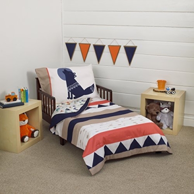 Carter’s 4 Piece Toddler Bedding Set, Aztec Navy Cream Orange Beige, Microfiber, Polyester Cotton, Toddler Size 40x57cm 9 Product: CARTERS Aztec 4 Piece Toddler Bedding Set, Navy, Cream, Orange, Beige