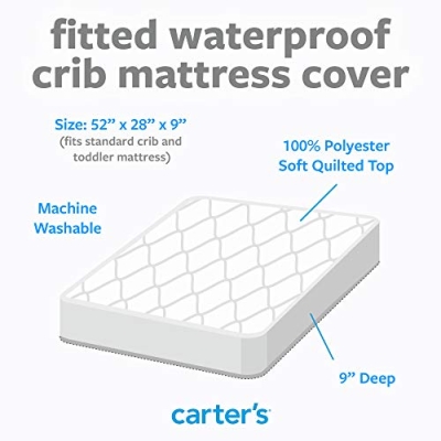 Carter’s Waterproof Fitted Crib Mattress Pad, Soft White Baby Toddler Mattress Protector, 20.5cm 8 Product: Carters Waterproof Fitted Crib Mattress Pad and Toddler Crib Mattress Protector - Baby Crib Mattress Cover - Protective Sheet for Boys and Girls Bedding Sets White
