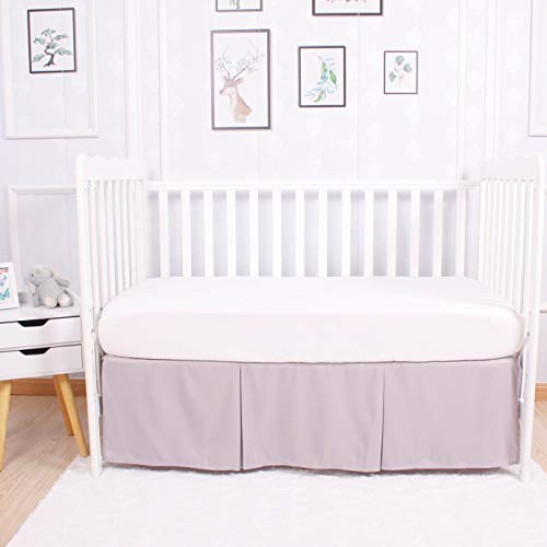 Product: CaSaJa Original Crib Sheet and Skirt Set for Baby Boy Girl, Breathable Soft Nursery Crib Bedding Set Standard, 14” Drop Pleated Bedskirt Lt Gray, 9” Deep Pocket Fitted Mattress Bed Sheet White