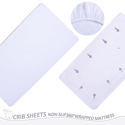 Product: Cloele 3 Pieces Baby Crib Bedding Set- Solid Ruffle Quilted Set Includes Comforter Fitted Sheet Crib Skirt for Boys and Girls - Cute Ruffled Nursery Crib Standard Size Baby Bedding Set White
