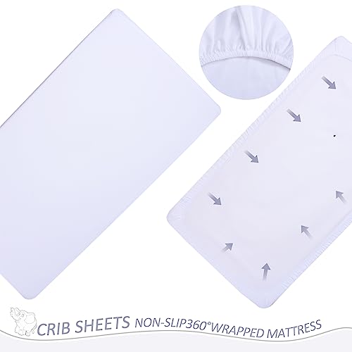 Product: Cloele 3 Pieces Baby Crib Bedding Set- Solid Ruffle Quilted Set Includes Comforter Fitted Sheet Crib Skirt for Boys and Girls - Cute Ruffled Nursery Crib Standard Size Baby Bedding Set White