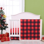 Product: Cloele Buffalo Plaid Crib Bedding Set for Boys Girls - Standard Red Black 3 Piece Baby Bedding Set,Soft Comforter Bed Set Includes Crib Quilt Fitted Sheet Crib Skirt Nursery Bed Set
