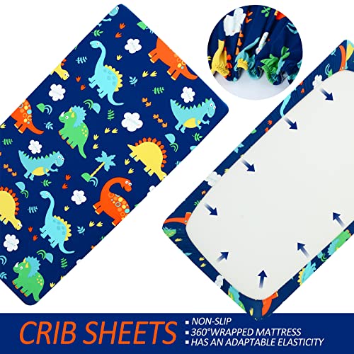 Dinosaur Crib Bedding Set, Blue Green Toddler Quilt, Fitted Sheet, Pillowcase, 3 Piece Nursery Set 20.5cm 5 Product: Cloele Crib Bedding Set for Boys - Microfiber 3 Piece Dinosaur Baby Bedding Set Soft Comforter Bed Set Includes Toddler Pillowcase Crib Sheet Baby Quilt - Nursery Bedding Set for Boys and Girls
