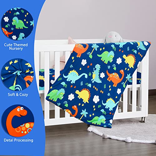 Dinosaur Crib Bedding Set, Blue Green Toddler Quilt, Fitted Sheet, Pillowcase, 3 Piece Nursery Set 20.5cm 4 Product: Cloele Crib Bedding Set for Boys - Microfiber 3 Piece Dinosaur Baby Bedding Set Soft Comforter Bed Set Includes Toddler Pillowcase Crib Sheet Baby Quilt - Nursery Bedding Set for Boys and Girls