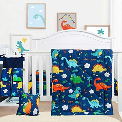 Product: Cloele Crib Bedding Set for Boys - Microfiber 3 Piece Dinosaur Baby Bedding Set Soft Comforter Bed Set Includes Toddler Pillowcase Crib Sheet Baby Quilt - Nursery Bedding Set for Boys and Girls