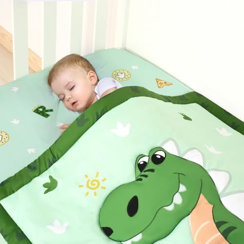 Dinosaur Crib Bedding Set for Boys, Green Nursery Comforter, 4 Piece Crib Sheet Collection, 52x28in 2 Product: Cloele Crib Bedding Set for Boys,4 Piece Dinosaur Baby Bedding Set,Standard Size Toddler Nursery Bedding Includes Comforter,Crib Skirt,Fitted Sheet&Pillowcase,Soft Dinosaur Blanket-Green