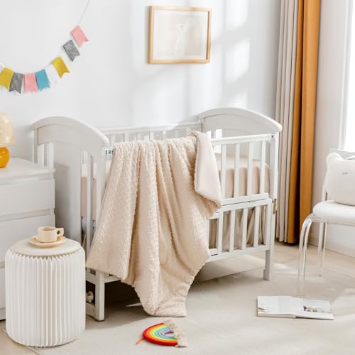 Beige Jacquard Tufted Geometric Crib Bedding Set, Modern Nursery Quilt Sheet Skirt, 3 Piece 3pc Set 3pc 1 Product: Cokouchyi 3 Piece Bedding Set for Boy Girls, Jacquard Tufted Geometric Crib Set, Includes Skirt, Blanket and Sheet, Baby Bedding, Beige