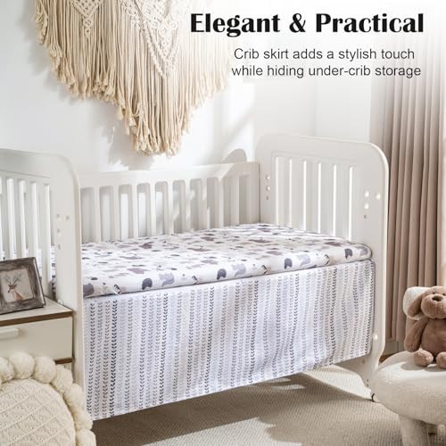 Woodland Animal Crib Bedding Set, 4 Piece Comforter 2 Fitted Sheets Crib Skirt, Bear Raccoon Squirrel, 35x45in 5 Product: Crib Bedding Set 4 Pieces – Includes Comforter, 2 Fitted Sheets for Easy Changing, Crib Skirt – Soft, Breathable, Machine Washable – Fits Standard Crib Mattress – Baby Nursery Set for Boys & Girls