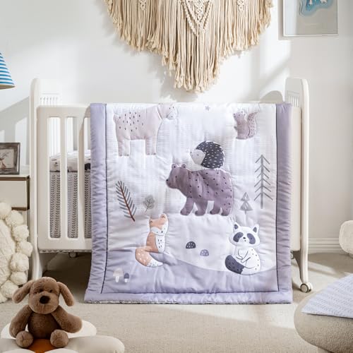 Crib Bedding Set 4 Pieces – Includes Comforter, 2 Fitted Sheets for Easy Changing, Crib Skirt – Soft, Breathable, Machine Washable – Fits Standard Crib Mattress – Baby Nursery Set for Boys & Girls - Crib Bedding Sets Product: Crib Bedding Set 4 Pieces – Includes Comforter, 2 Fitted Sheets for Easy Changing, Crib Skirt – Soft, Breathable, Machine Washable – Fits Standard Crib Mattress – Baby Nursery Set for Boys & Girls