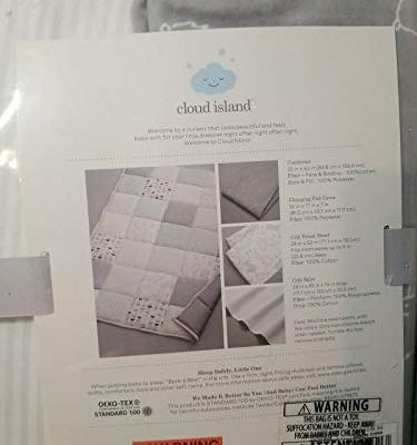 Cloud Island Gray Two by Two Crib Bedding Set, 4 Piece Nursery Set, Soft Gray Baby Bedding 4pc 3 Product: Crib Bedding Set Two by Two 4pc Cloud Island Gray