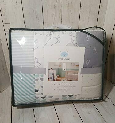 Cloud Island Gray Two by Two Crib Bedding Set, 4 Piece Nursery Set, Soft Gray Baby Bedding 4pc 5 Product: Crib Bedding Set Two by Two 4pc Cloud Island Gray