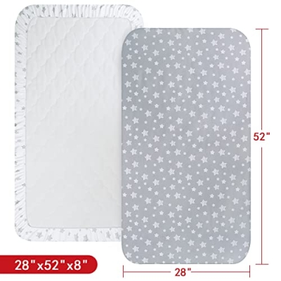 Product: Crib Sheets for Boys or Girls 2 Pack, Fitted Crib Sheet for Standard Size Crib and Toddler Mattresses, Soft and Breathable Material, Grey & White
