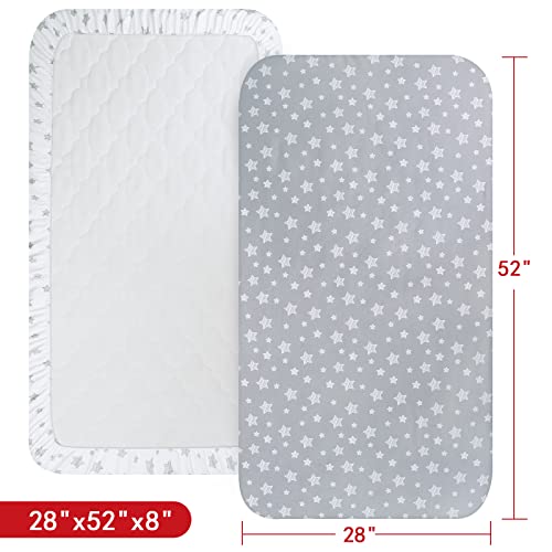 Product: Crib Sheets for Boys or Girls 2 Pack, Fitted Crib Sheet for Standard Size Crib and Toddler Mattresses, Soft and Breathable Material, Grey & White