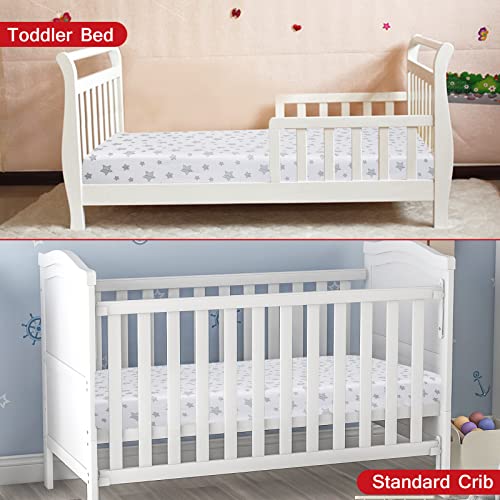 Product: Crib Sheets for Boys or Girls 2 Pack, Fitted Crib Sheet for Standard Size Crib and Toddler Mattresses, Soft and Breathable Material, Grey & White