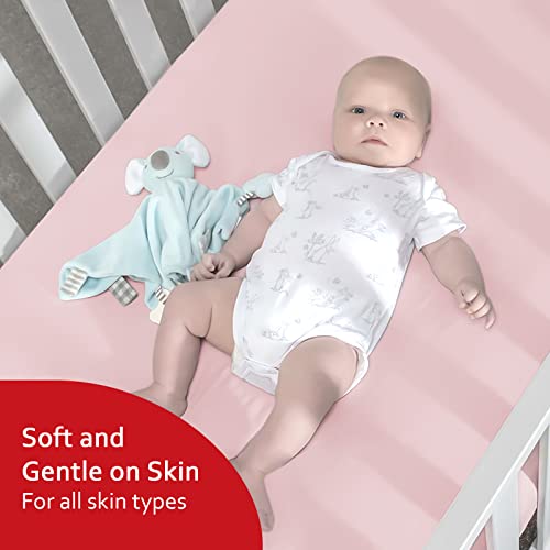 Baby Crib Sheet Set, 4 Pack Fitted Sheets, Soft Pink Blush Prints, Standard Crib Mattress 52 x 28 x 8 in. 3 Product: Crib Sheets for Girls 4 Pack, Fitted Crib Sheets for Standard Size Crib and Toddler Mattresses, Soft and Breathable Baby Gift Girl Set, Pink