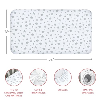 Baby Crib Sheet Set, 4 Pack Fitted Sheets, Soft Pink Blush Prints, Standard Crib Mattress 52 x 28 x 8 in. 10 Product: Crib Sheets for Girls 4 Pack, Fitted Crib Sheets for Standard Size Crib and Toddler Mattresses, Soft and Breathable Baby Gift Girl Set, Pink
