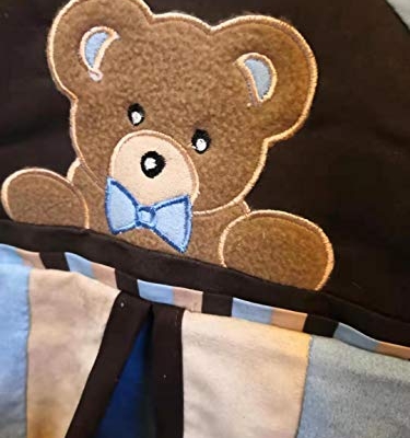 CribMATE Nursery Crib Bedding Set, Brown Blue Teddy Bear Star Moon, 13 Piece Baby Boy Bedding, 28 x 52 inch 9 Product: CribMATE Brown Blue Teddy Bear Nursery Crib Bedding Set Star Moon Themed Baby Boy Cot Set