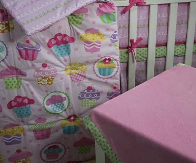 Product: CribMATE Pink Cake Nursery Crib Bedding Set for Girls Cotton Floral Cake Baby Girl Bedding Set 28 x 52 in