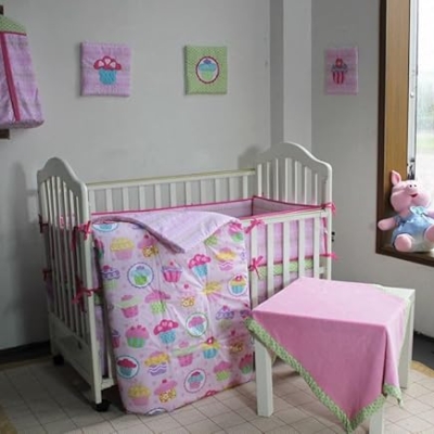 Product: CribMATE Pink Cake Nursery Crib Bedding Set for Girls Cotton Floral Cake Baby Girl Bedding Set 28 x 52 in