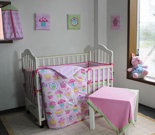Product: CribMATE Pink Cake Nursery Crib Bedding Set for Girls Cotton Floral Cake Baby Girl Bedding Set 28 x 52 in