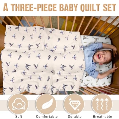 Mallard Duck Crib Bedding Set, Green Nursery Comforter Fitted Sheet Crib Skirt, 3 Piece Baby Bedding 114 x 91 cm 9 Product: CroBlissful 3 Pieces Mallard Duck Nursery Crib Bedding Set for Girls Boys Mallard Duck Baby Standard Size Bedding Sets with Comforter Fitted Sheet Crib Skirt