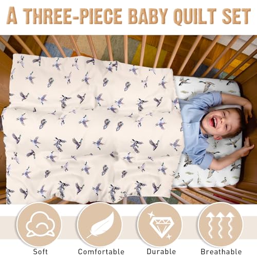 Mallard Duck Crib Bedding Set, Green Nursery Comforter Fitted Sheet Crib Skirt, 3 Piece Baby Bedding 114 x 91 cm 2 Product: CroBlissful 3 Pieces Mallard Duck Nursery Crib Bedding Set for Girls Boys Mallard Duck Baby Standard Size Bedding Sets with Comforter Fitted Sheet Crib Skirt
