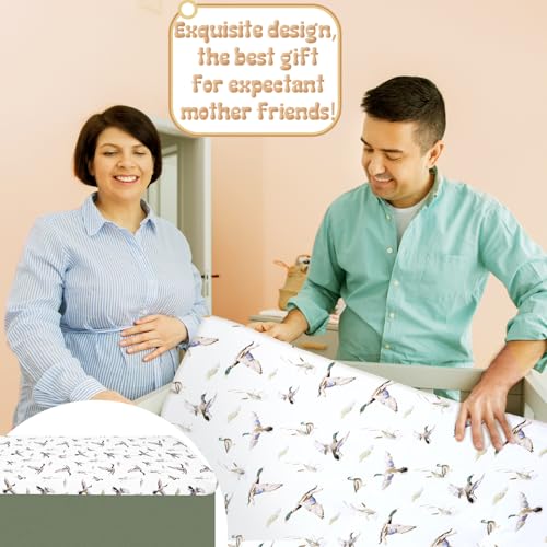 Mallard Duck Crib Bedding Set, Green Nursery Comforter Fitted Sheet Crib Skirt, 3 Piece Baby Bedding 114 x 91 cm 6 Product: CroBlissful 3 Pieces Mallard Duck Nursery Crib Bedding Set for Girls Boys Mallard Duck Baby Standard Size Bedding Sets with Comforter Fitted Sheet Crib Skirt