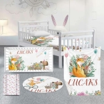 Product: Custom Baby Crib Bedding Set – 4-Piece Personalized Fox Nursery Set with Soft Baby Blanket, Fitted Sheet, Diaper Pad Cover and Room Rug – Adorable Forest Fox Theme for Baby Girls, Unique Crib Gift