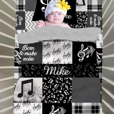Custom Personalized Baby Crib Bedding Set for Boys, Minky Blanket Fitted Crib Sheet Pillowcase, 3 Piece Set 20.5cm 7 Product: Custom Baby Crib Bedding Set for Boys – 3-Piece Personalized Name Set with Minky Blanket, Fitted Crib Sheet & Pillowcase – Soft Music Nursery Bedding, Ideal for Newborns, Toddlers & Baby Gifts