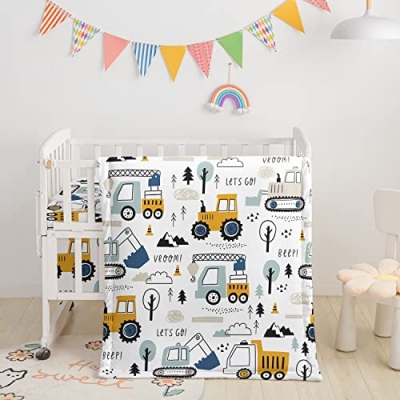 Product: Datura home Crib Bedding Set,3pcs Nursery Crib Bedding with Comforter Crib Sheet & Crib Skirt,Watercolor Butterfly Printed Nursery Bedding for Baby Boys and Girls(Truck)