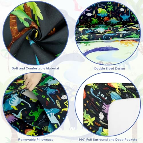 Product: DAYEEBALL 4 Piece Toddler Bedding Set, Ultra Soft and Breathable Cartoon Dinosaur Toddler Comforter Sets for Boys Includes Quilted Comforter, Fitted Sheet, Flat Sheet and Pillowcase