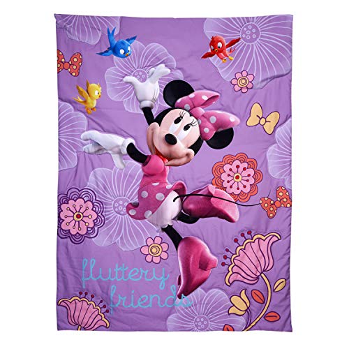 Minnie Mouse Toddler Bedding Set, 4 Piece Quilt Sheets Pillowcase, Standard Toddler Bed 28x52in 1 Product: Disney 4 Piece Minnie's Fluttery Friends Toddler Bedding Set, Lavender