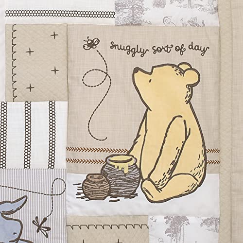 Product: Disney Classic Pooh Hunny Fun with Piglet and Eeyore The Hundred Acre Woods Taupe 3 Piece Nursery Crib Bedding Set - Comforter, 100% Cotton Fitted Crib Sheet, and Crib Skirt