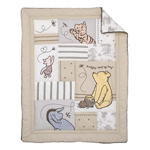Product: Disney Classic Pooh Hunny Fun with Piglet and Eeyore The Hundred Acre Woods Taupe 3 Piece Nursery Crib Bedding Set - Comforter, 100% Cotton Fitted Crib Sheet, and Crib Skirt