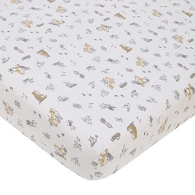 Product: Disney Classic Pooh Naturally Friends Ivory and Taupe Piglet, Eeyore, and Tigger 3 Piece Nursery Crib Bedding Set - Comforter, 100% Cotton Fitted Crib Sheet, and Crib Skirt