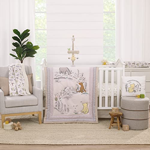 Product: Disney Classic Pooh Naturally Friends Ivory and Taupe Piglet, Eeyore, and Tigger 3 Piece Nursery Crib Bedding Set - Comforter, 100% Cotton Fitted Crib Sheet, and Crib Skirt
