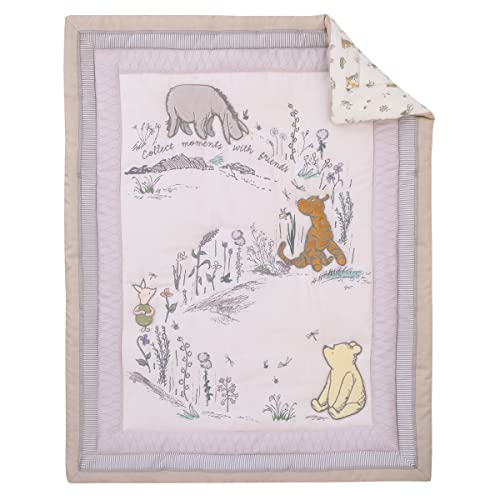 Product: Disney Classic Pooh Naturally Friends Ivory and Taupe Piglet, Eeyore, and Tigger 3 Piece Nursery Crib Bedding Set - Comforter, 100% Cotton Fitted Crib Sheet, and Crib Skirt