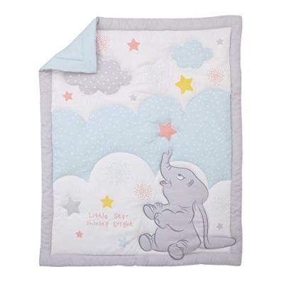 Product: Disney Dumbo - Shine Bright Little Star Aqua, Grey, Yellow & Orange 3Piece Nursery Crib Bedding Set - Comforter, Fitted Crib Sheet, Dust Ruffle, Aqua, Grey, Yellow, Orange