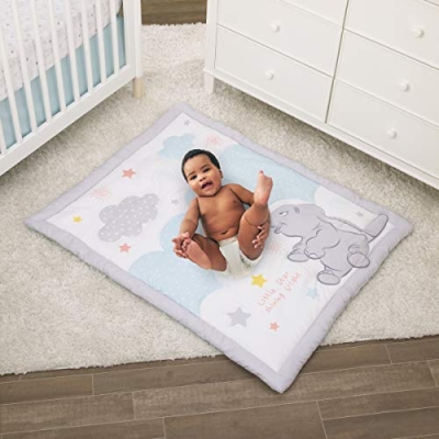 Product: Disney Dumbo - Shine Bright Little Star Aqua, Grey, Yellow & Orange 3Piece Nursery Crib Bedding Set - Comforter, Fitted Crib Sheet, Dust Ruffle, Aqua, Grey, Yellow, Orange